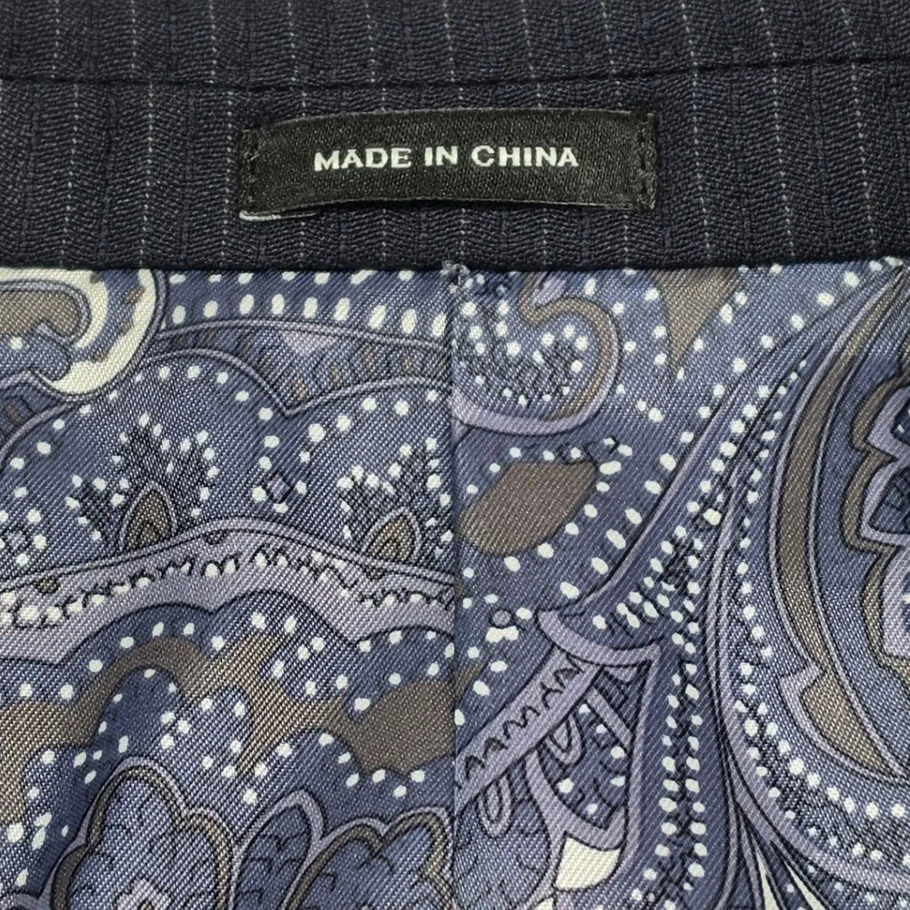 Joseph Abboud JOE Mens Navy Blue Pinstripe Custom Made Paisley Lined Blazer 42R